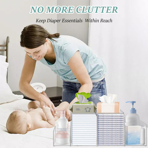Acrylic Diaper Caddy, Changing Table Organizer for Diapers, Wipes, and Baby Stuff