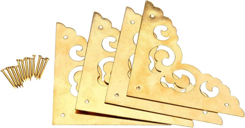 dophee 4Pcs 2.5" Brass Flat Corners Bracket, Retro Table Corner Cover Protectors