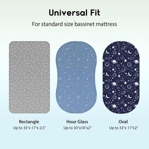Set 3 Pack Unnivoll Baby Bassinet Sheets Girl Boy, Fitted Bassinet Sheet Bassinet Mattress Sheets Universal Fit