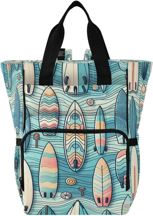YANENDIE Colorful Surfboards Diaper Bag Backpack, Unisex Travel Baby Backpack Diaper Bags with