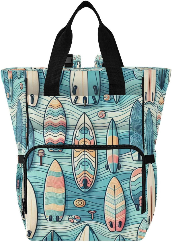 YANENDIE Colorful Surfboards Diaper Bag Backpack, Unisex Travel Baby Backpack Diaper Bags with