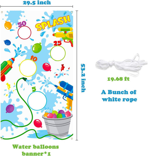 Toss Game Banner for Water Balloons - 4 Score Holes Shooter Target for Water Gun, Pool Party Supplies