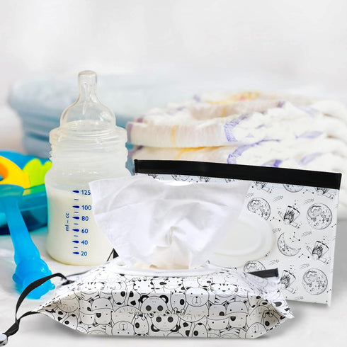 YAHUIPEIUS 2Pack Baby Wipes Dispenser Portable Baby Wipe Holder Refillable Wet Wipes Container Reusable Travel Wipes