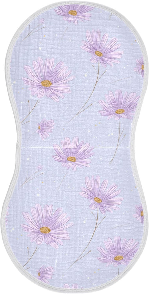 decor gift Cotton Muslin Burp Cloth Soft Touch Daisy Flower Pastel Purple Cloths spit