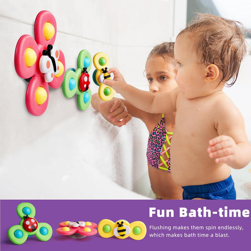 10+ LiKee Strong Suction Cup Fidget Rotating Sensory Bath Toys for Baby Christmas Stocking Stuffers, Airplane Car
