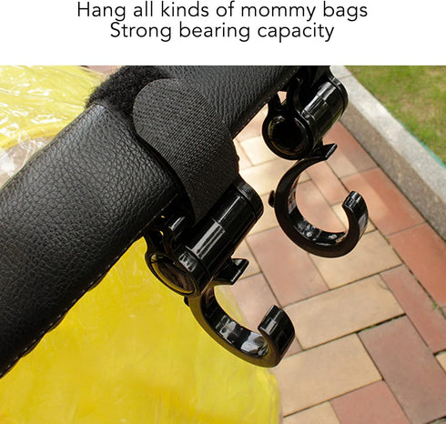 4Pcs Stroller Hooks for Baby Carriage, Multifunctional 360° Rotatable Universal Hook Clips for Hanging Bags