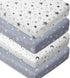 FIGEPO 4 Pack Star and Moon Neutral Unisex Fitted Baby Sheets Set for