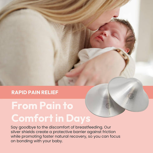 999 Tendresse - Pure Silver Nursing Cups for Breastfeeding Pain Relief Cracked Nipple Shields Reusable Invisible Under