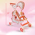 Double Doll Stroller for Baby Dolls, Floral Tandem Play Toy Stroller for 4-8 Year Old Girls