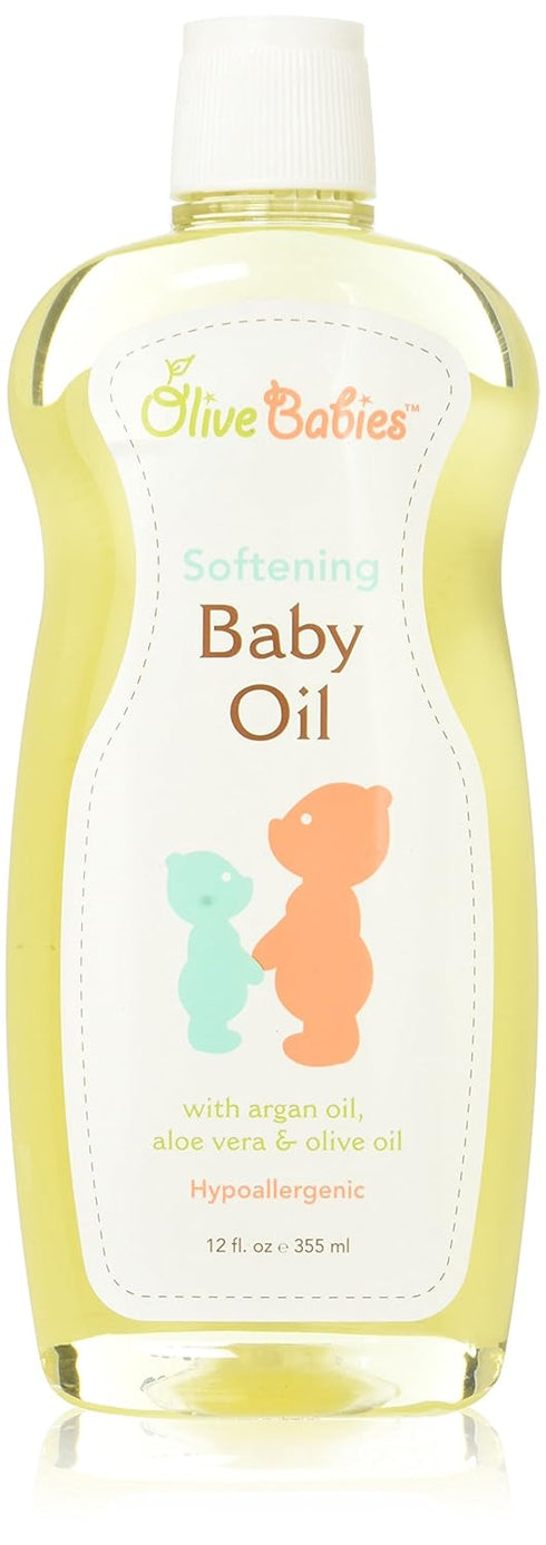 Baby Oil Multi-Purpose with Argan Oil, Aloe Vera & Olive Oil 12 oz - Hypoallergenic Solution for All Skin Types