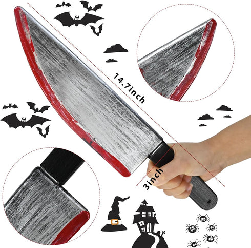 Knife Prop,2 PCS Halloween Plastic Fake Knife,Realistic Looking Prank Toy,Halloween Fake Decoration Plastic Slasher Knife,Cosplay Horror Party Supplies