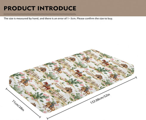 Wicbfdfv 28x52 Inch Vintage Western Cowgirl Cactus Boho Floral Fitted Baby Crib Sheet for Boys Girls Breathable Retro