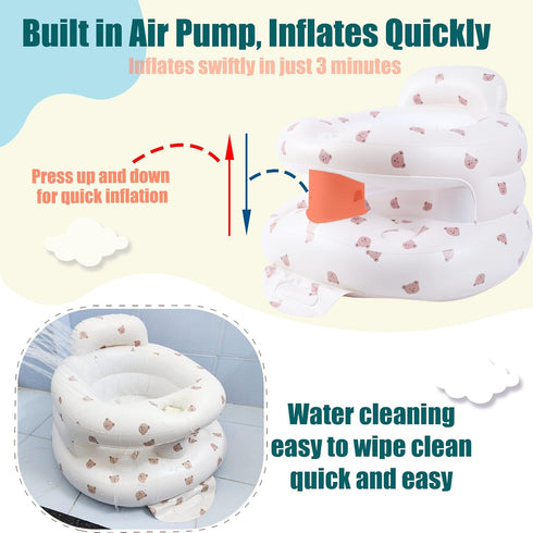 Bavbiiy 3-36 Upgraded Inflatable Baby Seat for Babies Months, Inflatable Baby Chair Sit Me Up Floor Seat for Baby, Back
