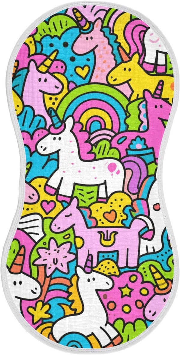 tplaotee Cute and Colorful Cartoon Unicorns Cotton Burp Towels for Baby Soft Touch