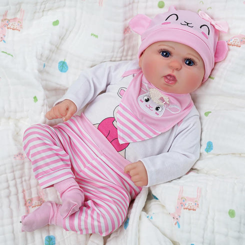 BABESIDE 5Pcs Reborn Baby Doll Clothes - Outfit Accessories Set for 17-22 Inch Dolls
