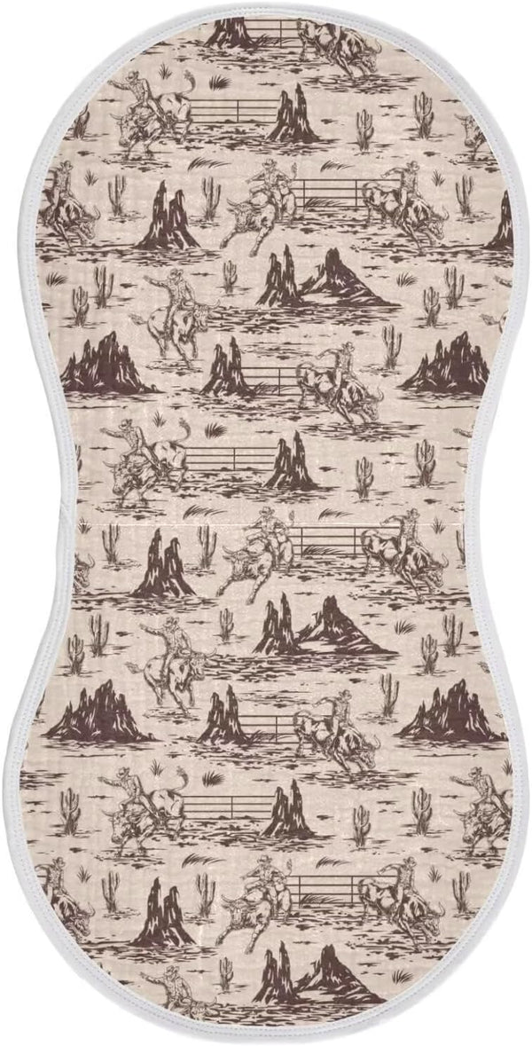 CHUROUSY Western Baby Muslin Burp Cloths Set of 1 American Cowboy Muslin Washcloths