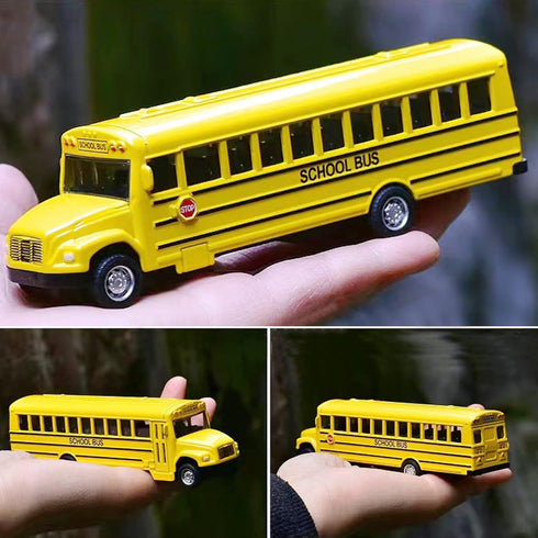 2 Pack 5.5" Pull Back Yellow School Bus Toy Playset, Durable Die-cast Metal Vehicles, Party Favors