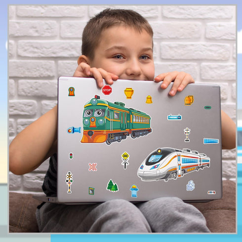 T-Antrix 24 Sheets Make A Train Stickers Make Your Own Stickers for Kids Toddlers with Steam, Freight, Bullet & Trolley