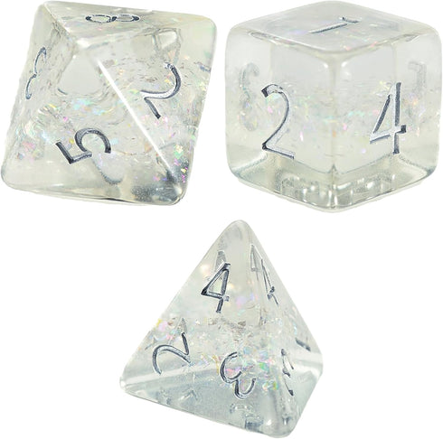 Gate Keeper Games and Dice: Holographic Dice - Unicorn 7pc Set, Transparent Holographic Glitter Swirl