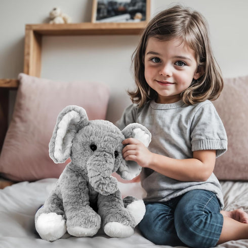 Elephant Stuffed Animals, 12" Grey Soft Plush Toy for Girls Boys Birthday Christmas Gifts