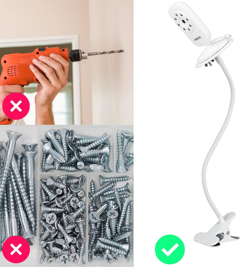 Universal Baby Monitor Mount for ANMEATE SM24, Arlo, Motorola, Flexible Gooseneck Holder for Crib