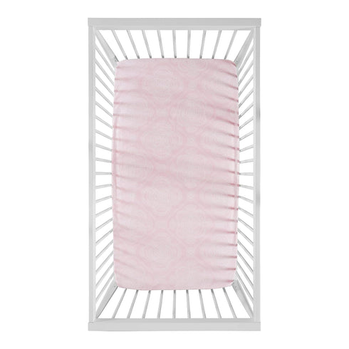 Levtex Baby - Willow Crib Fitted Sheet - Fits Standard Crib and Toddler Mattress - Medallion Pattern - Pink and White - Nursery Accessories - 100% Cotton by Levtex Baby