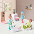 36pcs Set 5 3+ Giant bean Wooden Dollhouse Furniture with Dolls for Rooms, Wood & Plastic Pink Dollhouse Accessories