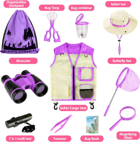 3-12 INNOCHEER Explorer Kit & Bug Catcher Kit for Kids Outdoor Exploration for Boys Girls Years Old (Purple)