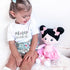 OUOZZZ Soft Baby Doll for Girls - My First Baby Doll, Plush Rag Doll with Black Hair & Pink Dress for Toddlers