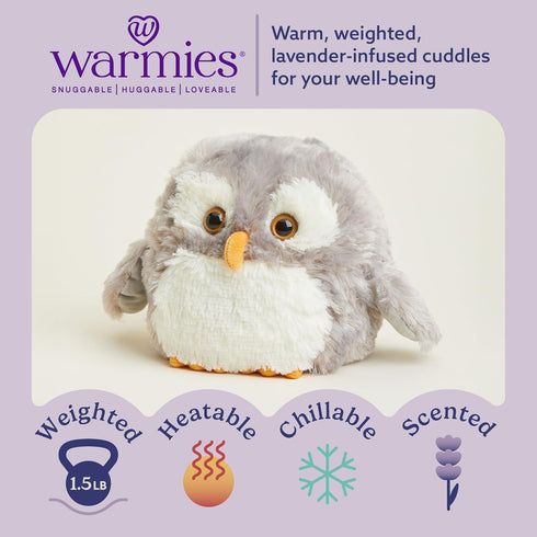 warmies Microwavable & Weighted Stuffed Animals, Owl - Heated Stuffed Animal Plushie for Warmth & Comfort - Cute Soft