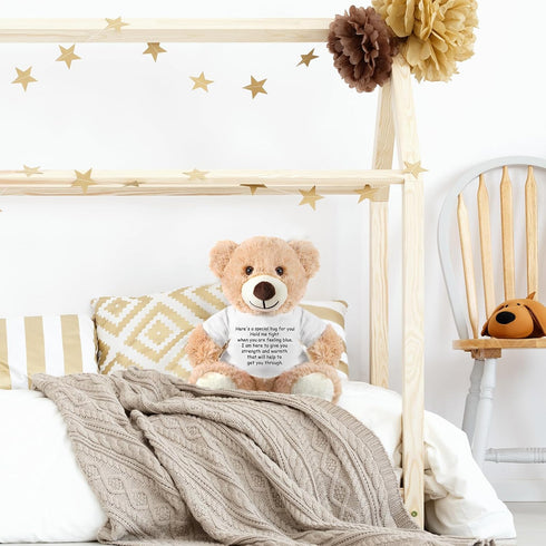 A Bear Hug Get Well Soon Gift, Plush Stuffed Animal for Sympathy (Khaki)