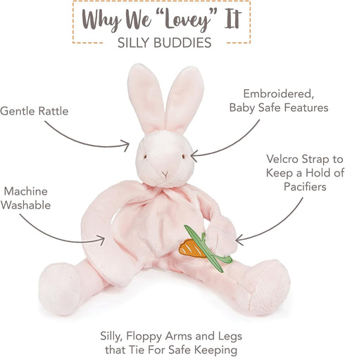 Bunnies By The Bay "Blossom" Bunny Silly Buddy - Plush Toy with Velcro Loop, 10"