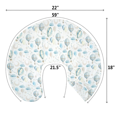 Neutral Blue Hot Air Balloons Baby Nursing Pillow Covers for Boy Girl Pastel Balloons Moon Star Clouds Nursery