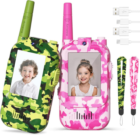NestChroix Kids Video Walkie Talkies 2 Pack, 2 Way Radio Long Range with