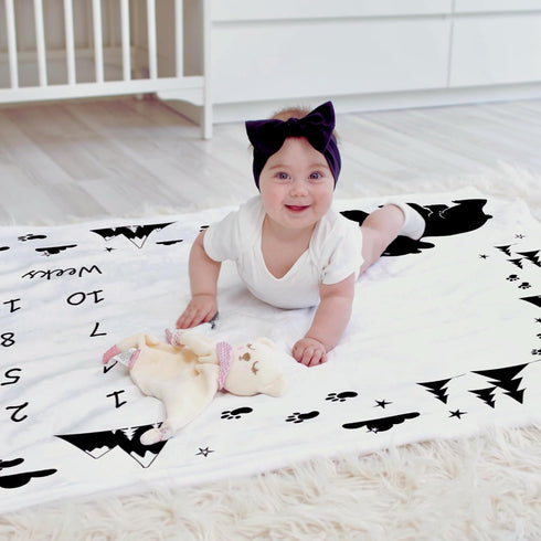 Bear Baby Blanket - Baby Monthly Milestone Blanket for Boys, Includes Felt Frame, Month Blanket Baby Shower Baby