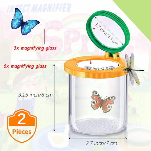2 Pieces Magnifying Insect Box, Bug Viewer Container for Kids Science Nature Exploration Tool (Chic Style)