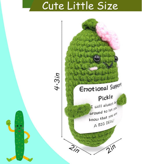 SIMXEHAY Emotional Encouraging Pickle,Funny Pickle with Support Card,Cute Knitted Crochet Dolls Soft Plush for Friend