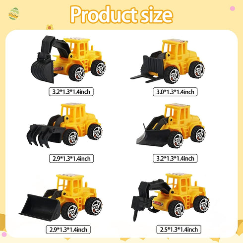 ZWLIYCHN 16pcs Mini Construction Vehicles Cake Topper Truck Excavator Traffic Road Sign Cake Cupcake Topper