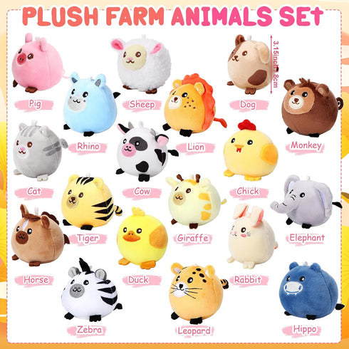 18 3.15 Inch Set Halloscume Pcs Mini Stuffed Animals Bulk Small Plush Farm Jungle Animal Ornament for Valentine's Day
