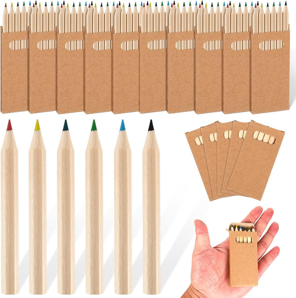10 Packs Mini Drawing Colored Pencils, 3.5 Inch Portable Short Fat, Pre Sharpened Coloring Pencils for Kids School