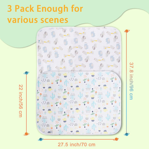 1 37.5x27.5 Inch 2 27.5X22 inch 3 Pack Baby Portable Changing Pad Changing Table Pads Diaper Changing mat Liners Large