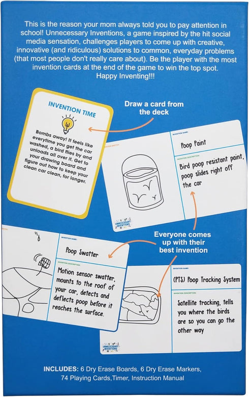 Unnecessary Inventions Game, Invent Things to Solve Problems That Don’t Matter, Ages 12+, 4-8 Players