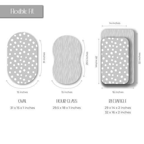 Ely's & Co. Bassinet Sheet Set 2 Pack 100% Jersey Cotton Grey and White Abstract Stripes and Dots