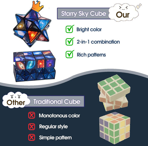 Infinity Cube Fidget Toy for Kids - Gifts for Boys and Girls Ages 8-12, Fun Star Cubes for Birthday Presents