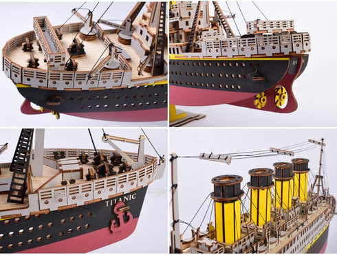 Large Size Titanic Model 3D Wooden Puzzles - Cruise Ship DIY Assembly Kit for Teens and Adults