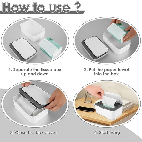LSCSJUNS 2Pack Wipes Box Dispenser Baby Wipe Container Wipe Dispenser For Bathroom Sealing Design Keeps Fresh Easy Open