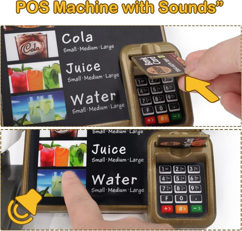 Set Set Playset 3+ deAO Pizza Play with Coffee Maker Machine Cash Register Pretend Play Food Kitchen Accessories Gifts