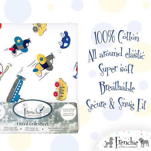 Frenchie Mini Couture Pack 100% 28 52 8in , Cars, Boats, Planes Single Fitted Crib Sheet Cotton, x x