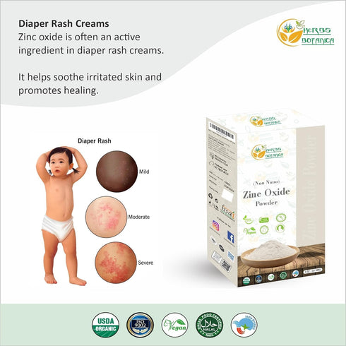 8 oz 227 Herbs Botanica Zinc Oxide Powder Non-Nano, Pharmaceutical Grade for Skin Protection, Healing, Baby Diaper Rash