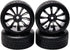 1/10 RC Drift Wheels, 12mm Plastic RC Drift Tires & Black 10 Spokes Wheel Rims, Pack of 4